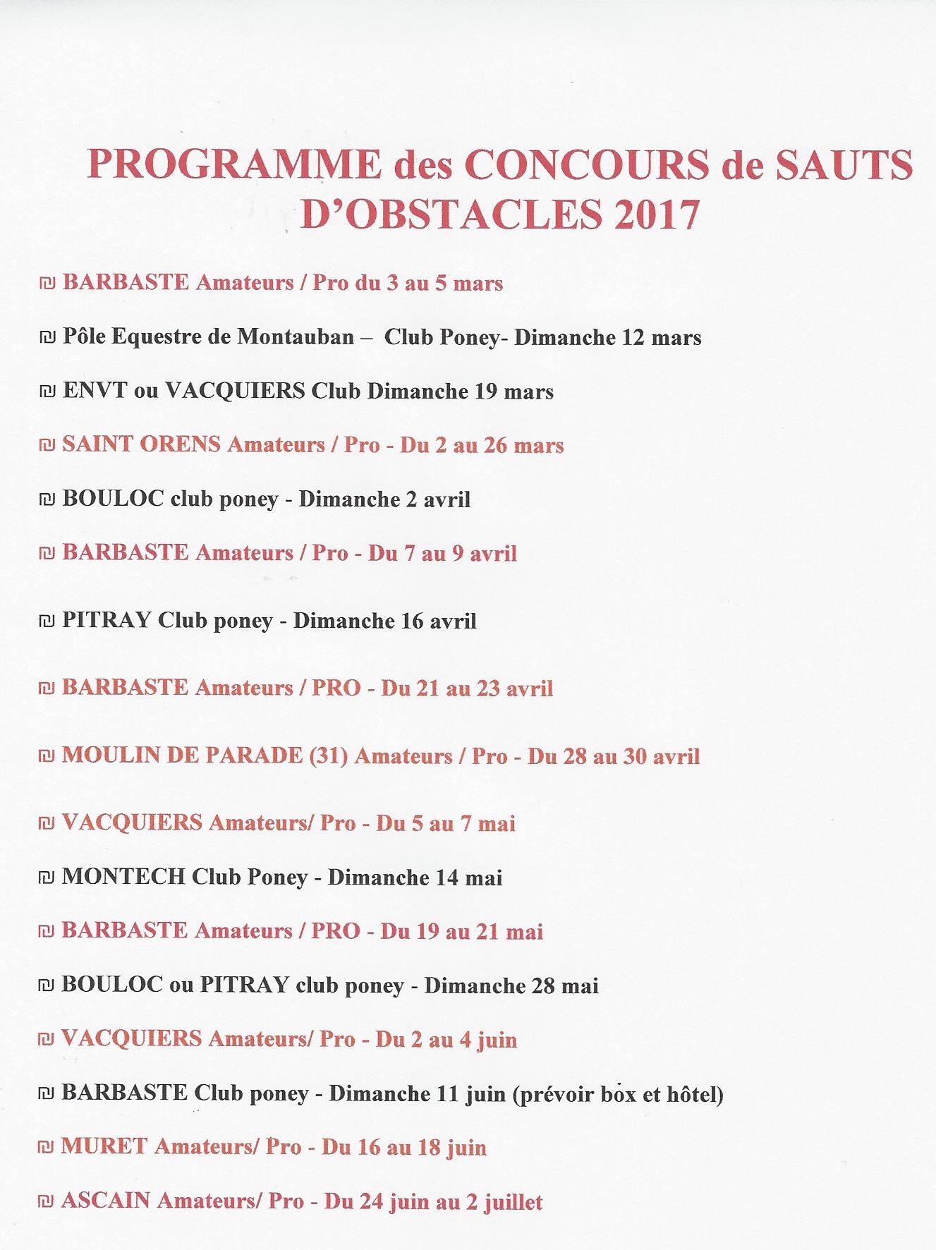 Programme de concours